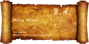 Móry Alex névjegykártya